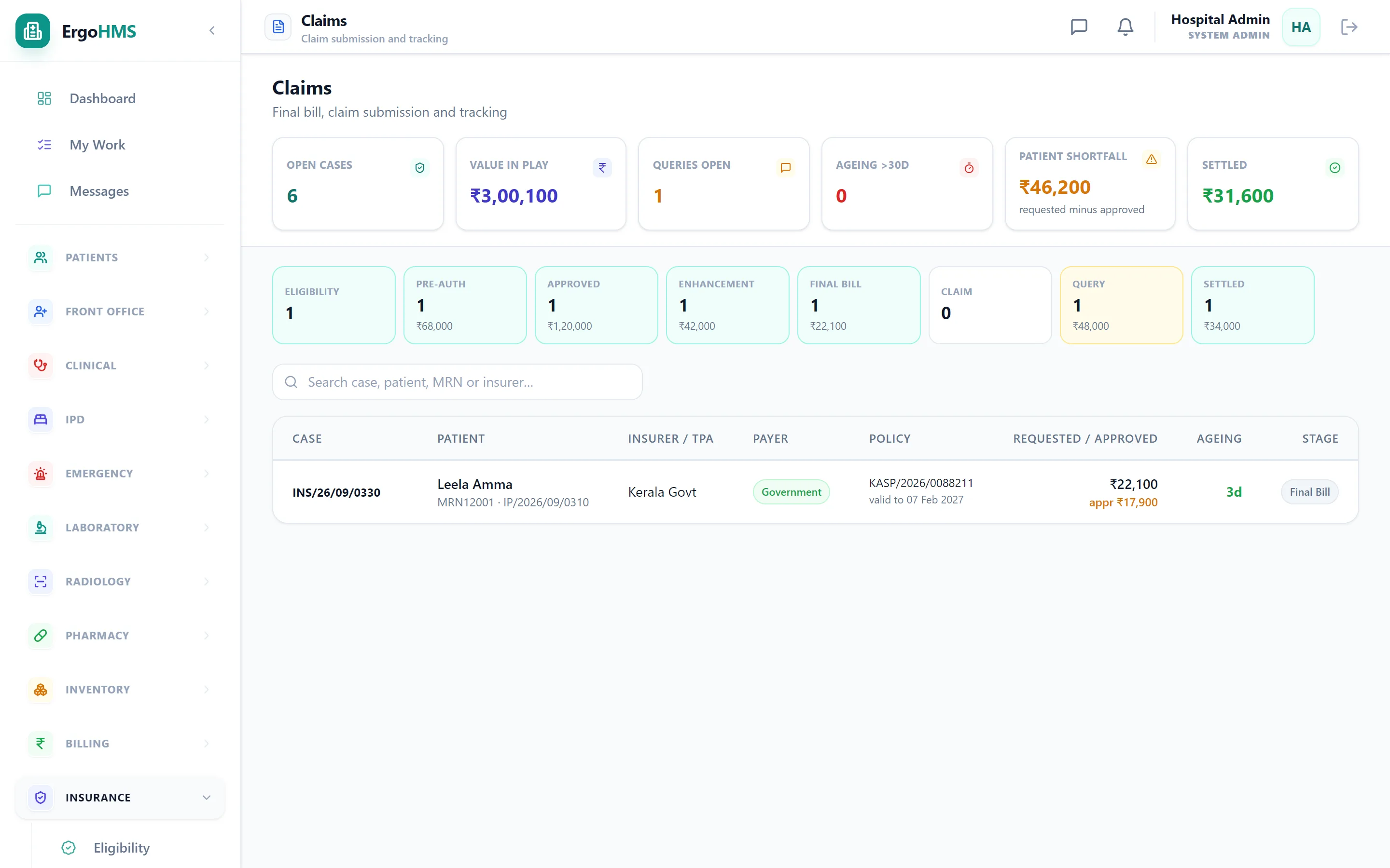 Insurance claims tracker