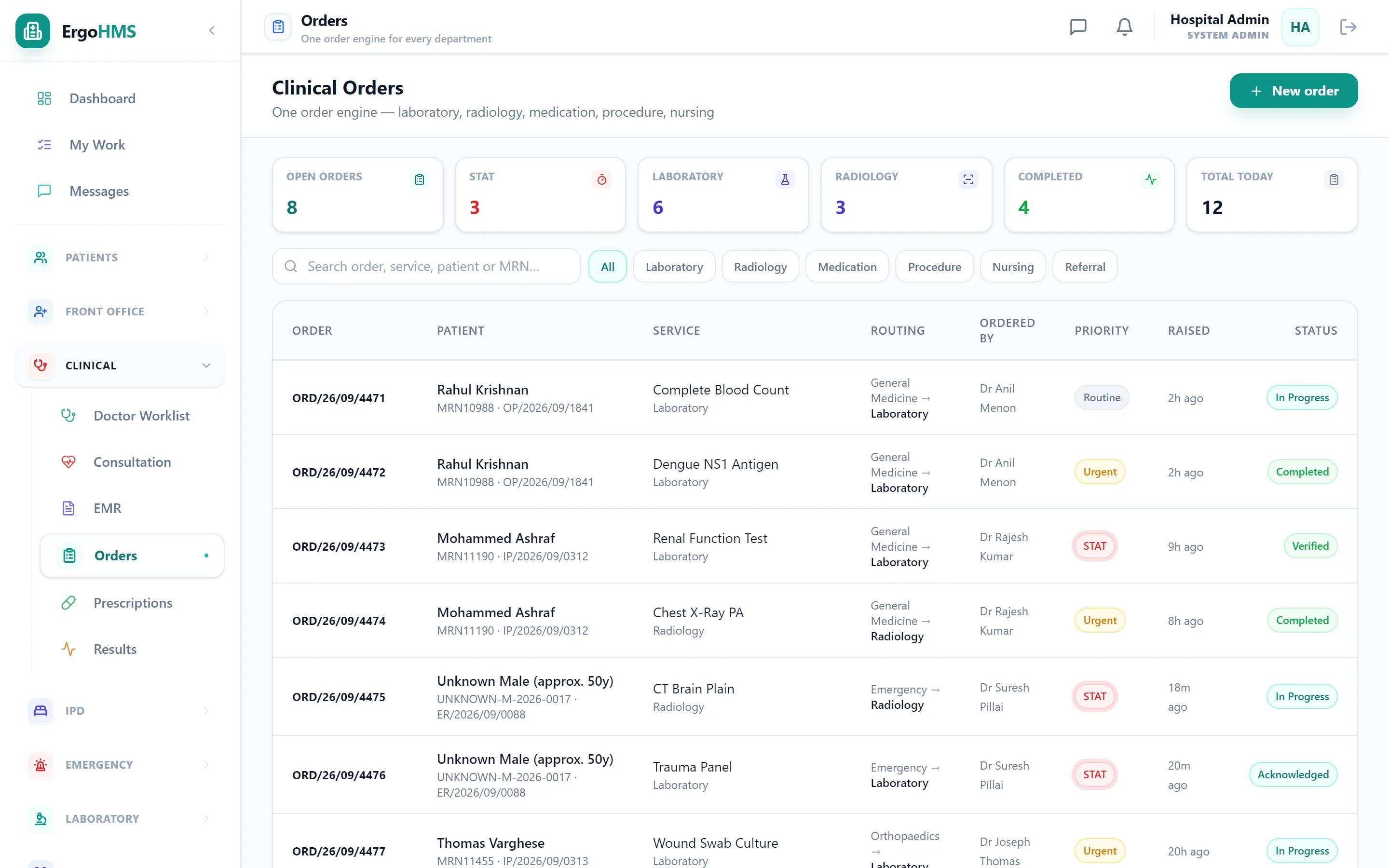 One clinical order engine across departments